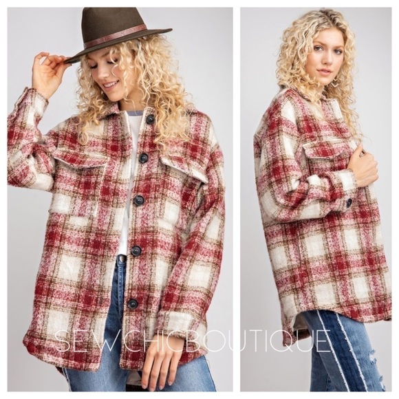 Plaid Print Brushed Wool Theme Shacket - Picture 6 of 6